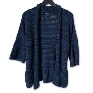 Gap Kids Girls XXL‎ 14-16 Blue Chunky Knit Open Front Cardigan Sweater Pockets